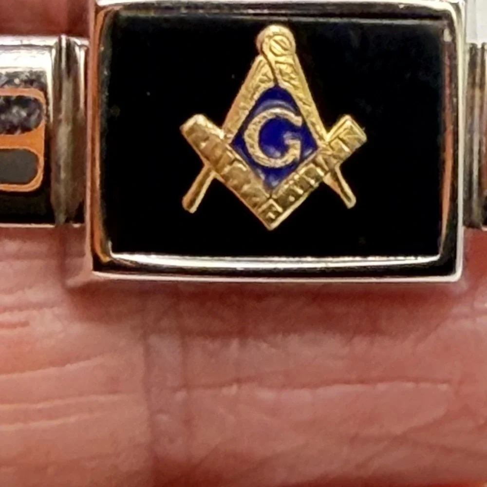 Vintage Freemason Masonic Tie Clip Bar & Cufflink Set 3 Piece Anson Silver Tone